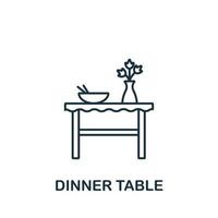 icône de table de dîner de la collection intérieure. symbole de table de dîner d'élément de ligne simple pour les modèles, la conception Web et les infographies vecteur