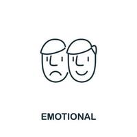 icône émotionnelle de la collection de compétences de vie. icône émotionnelle de ligne simple pour les modèles, la conception Web et les infographies vecteur