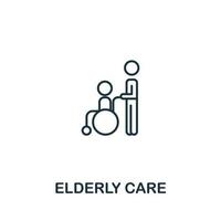 icône de soins aux personnes âgées. symbole de soins aux personnes âgées à élément de ligne simple pour les modèles, la conception Web et les infographies vecteur