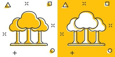 icône de l'arbre dans le style comique. illustration de vecteur de dessin animé de forêt sur fond blanc isolé. concept d'entreprise de signe d'effet d'éclaboussure de plante.