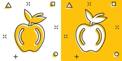 icône de pomme dans le style comique. illustration de vecteur de dessin animé de fruits frais sur fond blanc isolé. concept d'entreprise d'effet d'éclaboussure de nourriture juteuse.