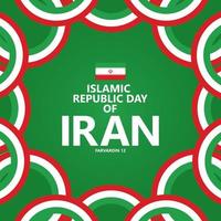 modèle vectoriel du jour de la république islamique d'iran avec des couleurs nationales de ruban circulaire. adapté à la publication sur les réseaux sociaux.