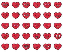 ensemble d'icônes vectorielles rempli d'emoji coeur vecteur
