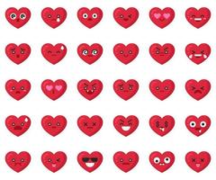 ensemble d'icônes vectorielles plates emoji coeur vecteur