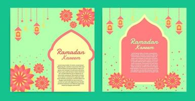 collection de publications instagram ramadan plat avec une belle couleur pastel vecteur