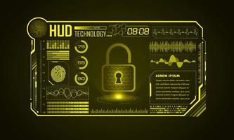 fond décran de technologie hud moderne avec cadenas vecteur