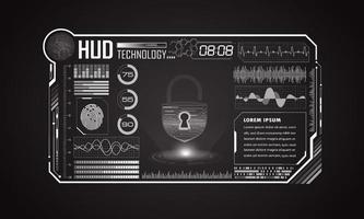 fond d'écran de technologie hud xxxxxmodern avec cadenas vecteur