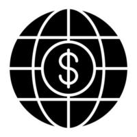 dollar, à, globe, vecteur, icône, concept, de, économie mondiale vecteur