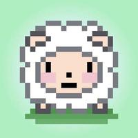 mouton pixel 8 bits. animal pour les actifs du jeu et le motif de point de croix, en illustration vectorielle vecteur