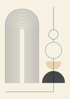 ensemble d'affiches de lignes minimalistes et d'éléments géométriques. illustrations esthétiques modernes. conception artistique de style bohème pour la décoration murale vecteur