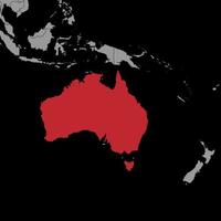 épinglez la carte avec le drapeau de l'australie sur la carte du monde. illustration vectorielle. vecteur