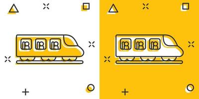 icône de métro dans le style comique. illustration de vecteur de dessin animé de métro de train sur fond blanc isolé. concept d'entreprise d'effet d'éclaboussure de fret ferroviaire.