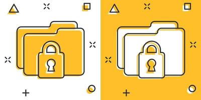 icône d'autorisation de dossier de fichiers dans le style comique. illustration vectorielle de dessin animé d'accès aux documents sur fond isolé. concept d'entreprise de signe d'effet d'éclaboussure d'archive secrète. vecteur