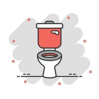 icône de la cuvette des toilettes dans le style comique. illustration vectorielle de dessin animé d'hygiène sur fond isolé. concept d'entreprise de signe d'effet d'éclaboussure de toilettes wc. vecteur