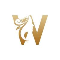 modèles de conception de logo beauté visage initial w vecteur