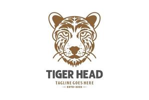 vecteur de conception de logo visage tête de tigre rétro vintage