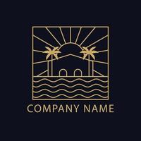 palmiers et création de logo créatif de la maison. logo bohème de tropic resort vecteur
