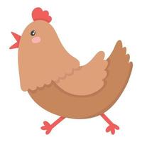 Doodle plat clipart mignon poulet domestique, coq vecteur