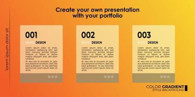 modèle vectoriel de style de dégradé de portefeuille de présentation de menu modifiable pour la liste de sélections, la page de destination, le site Web, l'apprentissage en ligne, l'éducation, le menu
