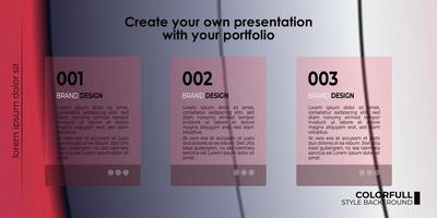 modèle vectoriel de style de dégradé de portefeuille de présentation de menu modifiable pour la liste de sélections, la page de destination, le site Web, l'apprentissage en ligne, l'éducation, le menu