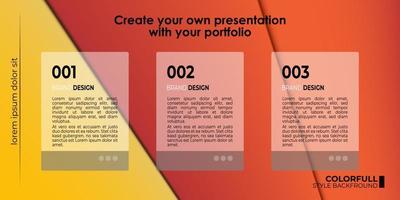 modèle vectoriel de style de dégradé de portefeuille de présentation de menu modifiable pour la liste de sélections, la page de destination, le site Web, l'apprentissage en ligne, l'éducation, le menu