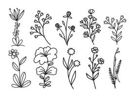 vecteur ensemble contour croquis croquis dessin fleurs illustration croquis parfait pour la décoration des invitations de mariage cartes de voeux textures de tissu de créateur