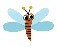 icône de libellule bleue plate de vecteur. drôle d'insecte de bois, de forêt, de ferme ou de jardin. illustration de bogue mignon pour les enfants isolé sur fond blanc vecteur