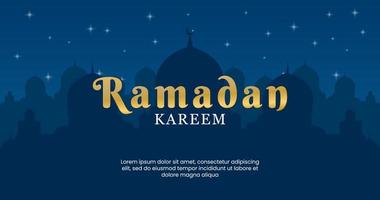 fond de modèle de conception de carte de salutations islamiques ramadan kareem avec mosquée de silhouette vecteur