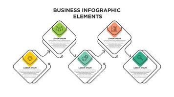 infographie pour le concept d'entreprise avec des icônes et 5 options ou étapes. pour le contenu, le diagramme, l'organigramme, les étapes, les pièces, l'infographie de la chronologie, le flux de travail, le graphique. vecteur