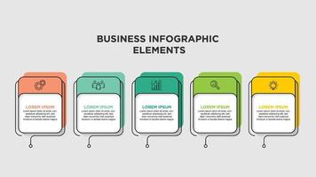 infographie pour le concept d'entreprise avec des icônes et 5 options ou étapes. pour le contenu, le diagramme, l'organigramme, les étapes, les pièces, l'infographie de la chronologie, le flux de travail, le graphique. vecteur