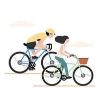 homme et femme, faire du vélo ensemble vecteur