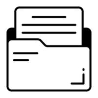 icône de dossier contenant un document isolé sur fond blanc vecteur