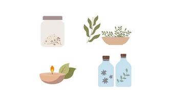 homéopathie, aromathérapie, ensemble de médecine traditionnelle naturelle. plantes médicinales, tisanes, indispensables homéopathiques naturopathiques, plantes médicinales. vecteur