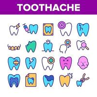 ensemble d'icônes d'éléments de collection de maux de dents vecteur