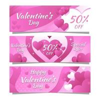 offre de saint valentin coeurs roses en fleurs vecteur