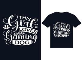 cette fille adore les illustrations de chiens de jeu pour la conception de t-shirts prêts à imprimer vecteur