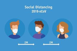 campagne de distanciation sociale pour covid 19 avec les gens vecteur