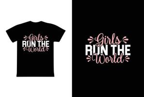 les filles dirigent le monde. modèle de conception de t-shirt de la journée des femmes 8 mars vecteur