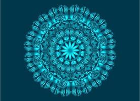 conception de mandala arabesque ornementale bleue, florale et abstraite vecteur