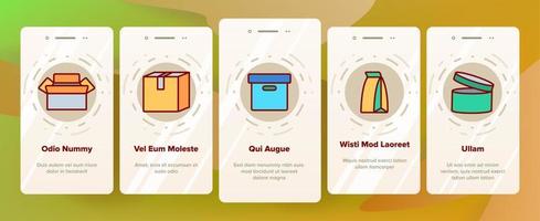 types d'emballage vecteur couleur onboarding