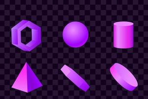 forme isolée avec dégradé de couleur violet. abstrait 3d vecteur