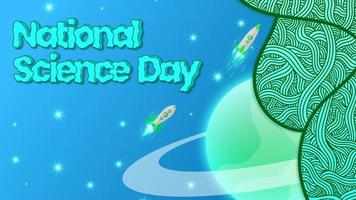 bannière d'affiche verticale de la journée nationale de la science dégradé vert turquoise pour le modèle d'expo-sciences vecteur