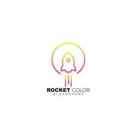 fusée ronde couleur logo design dessin au trait dégradé de couleur vecteur