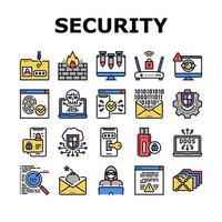 icônes de collection de sécurité internet définies vecteur