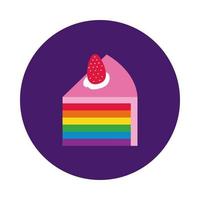 gâteau aux fraises avec style de bloc de drapeau de la fierté gay vecteur