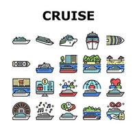 bateau de croisière, vacances, plaisir, icônes, ensemble, vecteur