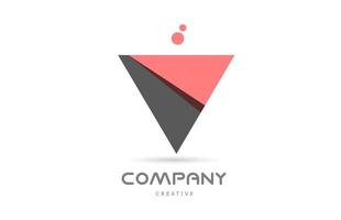 v icône du logo lettre alphabet géométrique points roses. modèle créatif pour les entreprises et les entreprises vecteur