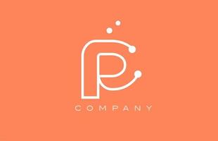p ligne de point blanc orange alphabet lettre logo icône design. modèle créatif pour les entreprises et les entreprises vecteur