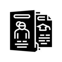 vérification de la biographie et vérification des candidats glyphe icône illustration vectorielle vecteur