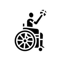 jeu de basket-ball jouer handicapé athlète glyphe icône illustration vectorielle vecteur